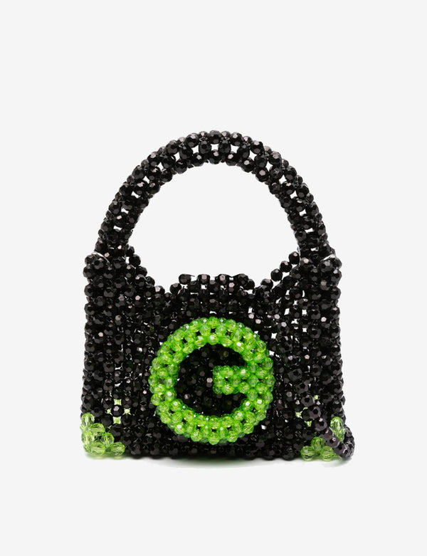Up-cycled beads crossbody bag with G logo