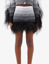 Handmade knit skirt with feather trim
