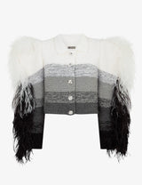 Handmade knit jacket with feather detail
