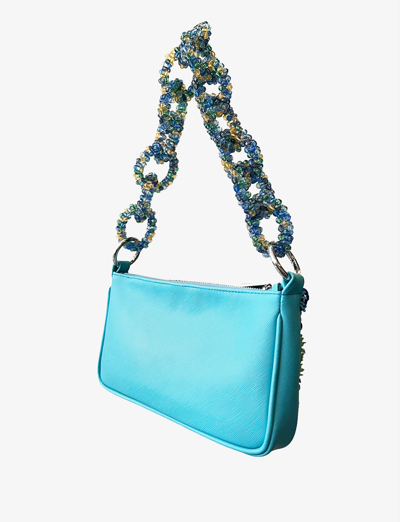 Up-cycled bead-embellished shoulder bag