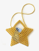 Up-cycled hand-beaded ''Gold Star'' bag