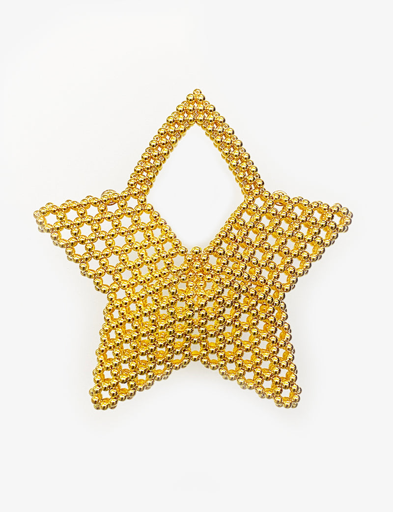 Up-cycled hand-beaded ''Gold Star'' bag