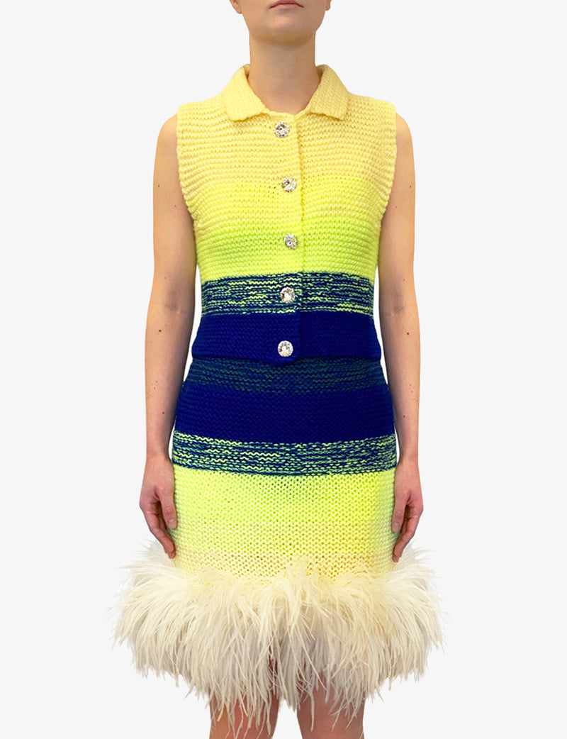 Handmade knit skirt with feather trim